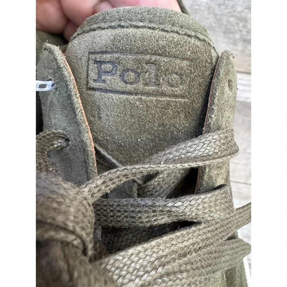 Polo Ralph Lauren Jermain Lux Suede Sneakers Olive Green Men's Size 8 New